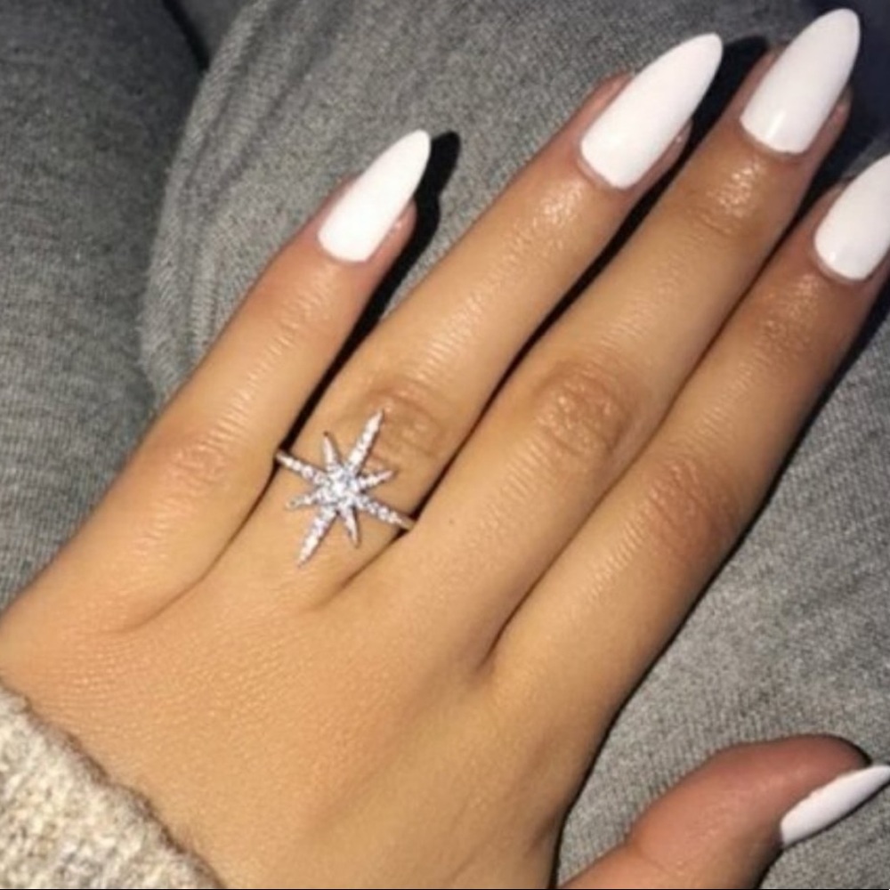 *NEW💍18K White Gold Diamond Shooting Star Ring
